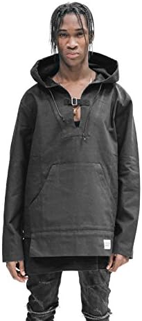 Canvas Pullover Multi Cut Hoodie (Medium, Black)