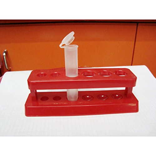 Milue 1pcTest Tube Holder 6 Hole Plastic Rack Red Stand Burette Stand Shelf Laboratory
