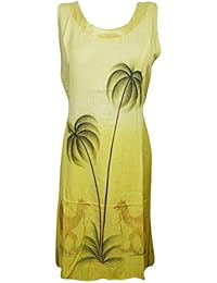 Womens Sundress Tie Back Bohemian Fantasy Yellow Summer Dress Medium