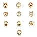 Cute Animals Emoji Charms Bracelet 18K Gold Plated Include 10 Pieces of Interchangeable Emoji Beads Enamel