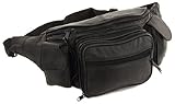 New Large Leather Waist Hip Lumbar Fanny Pack Bag with Dual Cell Phone Pocket