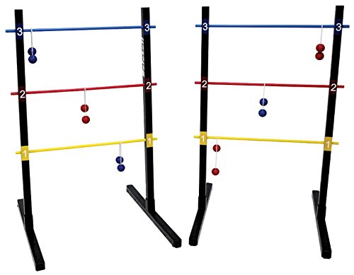 Bolaball Wooden Ladder Golf Game Set Ladderball, Indoor or Outdoor with 6 sets (2 team colors), Heavy Duty Carrying Case