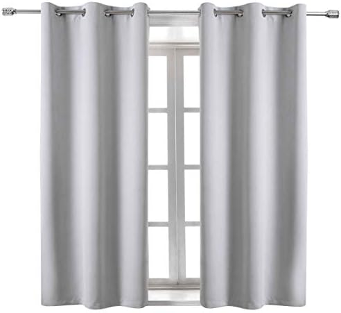 WONTEX Room Darkening Blackout Curtains Thermal Insulated with Grommet Window Curtain for Living Room, 42 x 63 inch, Greyish White, 2 Panels