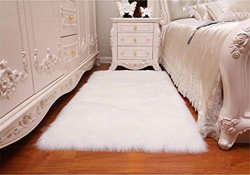 Rectangular Soft Faux Fur Rugs Sheepskin Area Rug Window Beside Carpets Fluffy Floor Mat Luxurious Home Decor,White 4' x 6' Rectangle