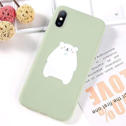 Baoky Cartoon Phone Case For iPhone X XS XR Xs Max 7 8 Plus Cute Funny Polar Bear Back Cover Soft TPU Silicone Cases Coque,AC3936 Green,For iPhone 8