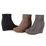 Brinley Co. Womens Wedge Faux Suede Booties