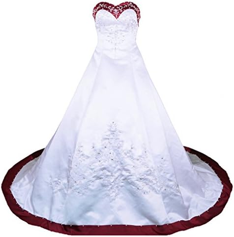 RohmBridal Sweetheart A-line Wedding Dress Bridal Gown Size 24 White Burgundy