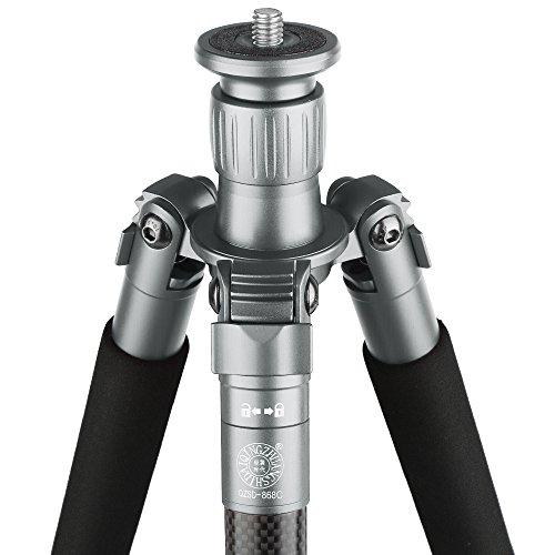QZSD Q868C Portable Lightweight Carbon Fiber Tripod Monopod Kit 62 inch With 360 Degree Damping Ball Head For Canon Sony Video Camcorder (Sliver)