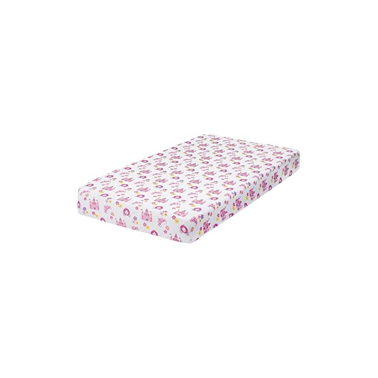 EVERYDAY KIDS Baby Girl Fitted Crib Sheet Princess Storyland, 100 Soft