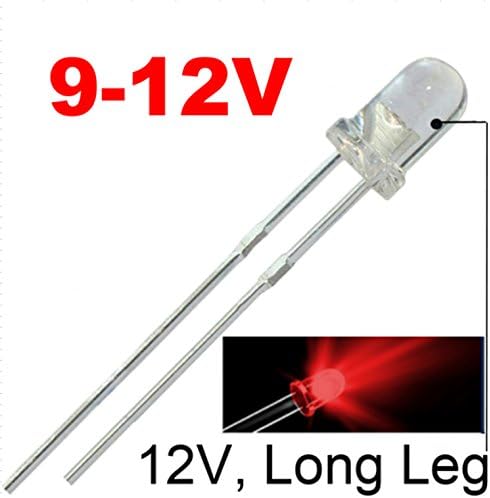 50pcs 12V 3mm red LED