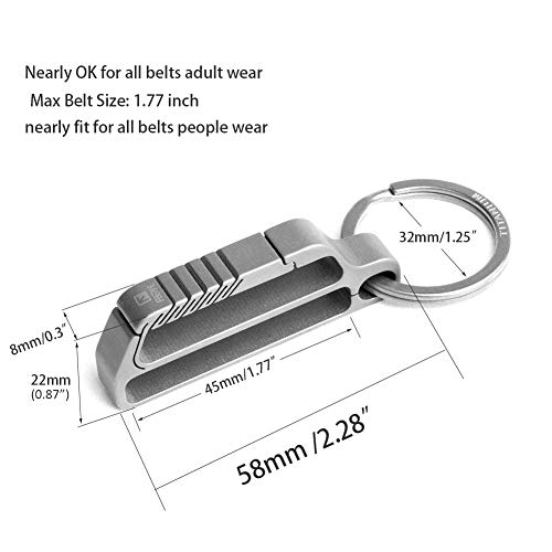 FEGVE Key Holder For Belt, Titanium Key Clip Keychain Clip with Detachable Key Ring, Keychain