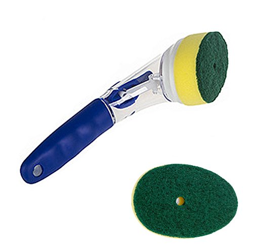 SYOOY Multifunctional Cleaning Brushes Scrub Brush Long Handle Kitchen Multipurpose Scrubber with 1 Replacement Brush Head Blue 9"L x 6.3"W