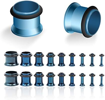 18PCS Ear Gauge Tunnels Kit - 14G-00G Stainless Steel Plugs Stretching Set Single Flared Expanders Body Piercing Jewelry