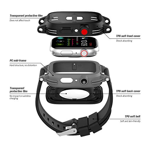 Waterproof Apple Watch Case 40mm Series 6 / SE / 5 / 4 with Premium Bands, Builtin Screen