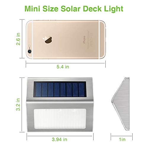 Solar Deck Lights, KASUN Super Bright LED Walkway Light Stainless Steel Waterproof Outdoor Security Lamps for Patio Stairs Garden Pathway (Yellow Light - 2PCS)