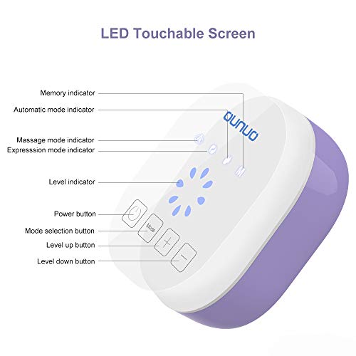 Electric Breast Pump, OUNUO Portable Breast Pump Rechargeable, Hospital-Grade Single Breast Milk Pump with Massage & Suction Level,LCD Screen & Sensitive Touch Pancel