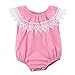 Baby Pink Summer Romper Bodysuit Outfit One-Piece Onesie Lotus Leaf Playsuit (12~18months, Pink)