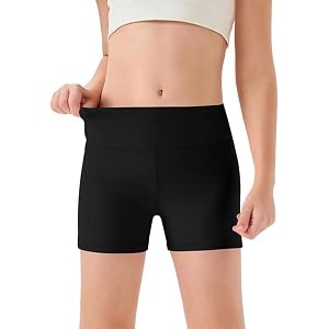 Girls Athletic Shorts Kids High Waisted Yoga Dance Biker Running Shorts Comfy Gymnastics Shorts 5-14Y