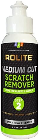 Rolite Medium Cut Scratch Remover for Plastic &amp; Acrylic Surfaces including Marine Strataglass &amp; Eisenglass, Headlights, Aquariums, Retail Displays and Other Clear Plastic Surfaces (4 fl. oz.)
