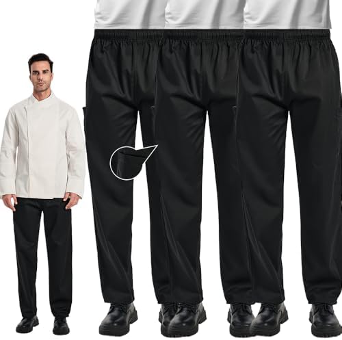 Amazon.com: Levoberg Chef Pants Men Elastic Waist Baggy Kitchen