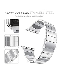 NotoCity Compatible Apple Watch Band 1.496 in 1.575 in hombres mujeres sólido de acero inoxidable reloj correa de repuesto de negocios correa de reloj de repuesto para Series 4 3 2 1 Sport Edition Nike+ Hermes