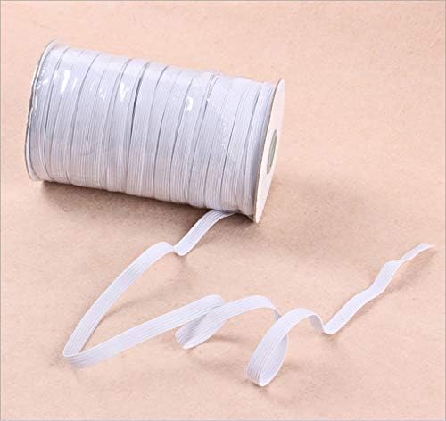 CUMUO 100 Yards Length 1/4 Inch Width Braided Elastic Band White Elastic Cord Heavy Stretch High Elasticity Knit Elastic Band for Sewing Crafts DIY, Mask, Bedspread, Cuff