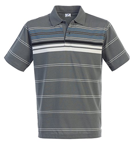Gioberti Mens Striped Short Sleeve Polo Shirt, Charcoal, Size L