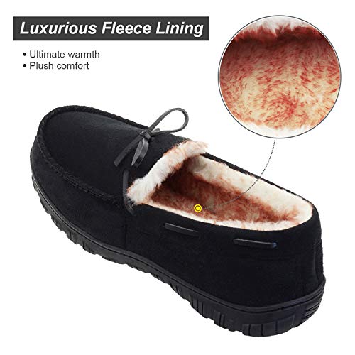 LA PLAGE Bedroom Slippers for Mens Indoor Outdoor Moccasin Mens House Slippers with Arch Support