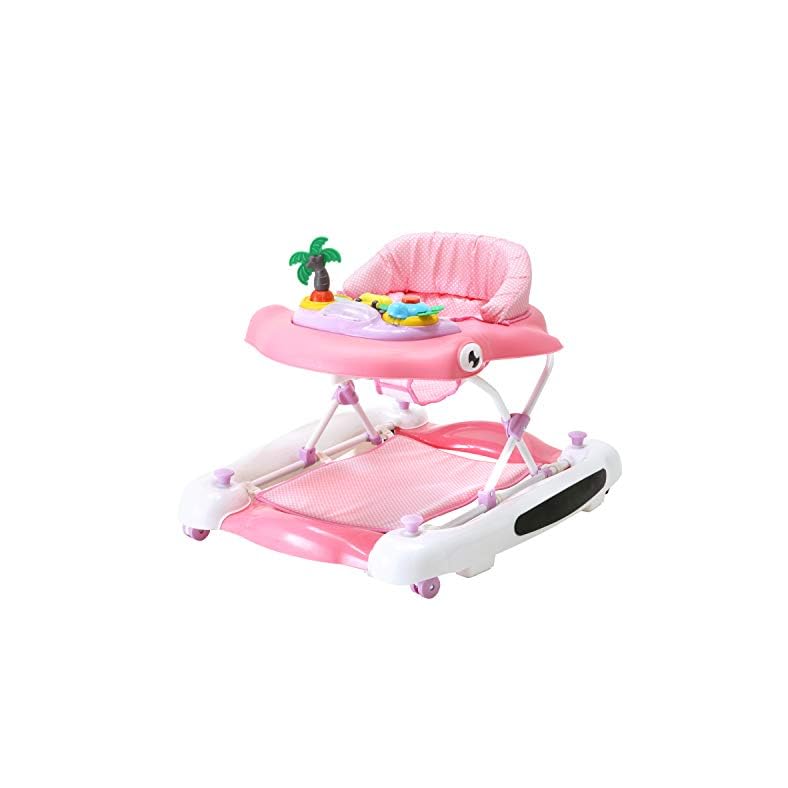 Dream on Me 2-in-1 Aloha Fun Activity Baby Walker in Pink, Easily Convertible Baby Walker, Adjustable Three Position…