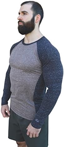 defWear Tapered Lightweight Muscle Hoodie, Soft Triblend Raglan - Look More Cut (XL, (Crew:No Hood) Charcoal/Bronze)