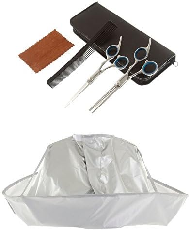 Border カット シザー 2本 セット クシ ダッカール クリップ 収納ケース 付属 高品質 ステンレス製 セニング 散髪 すきはさみ 初心者 プロ 美容師 理容師 子供 セルフカット 出張カット 製品保証60日 シザーセット カットケープ