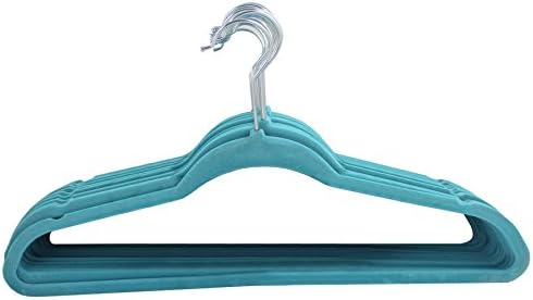 Kenton Grey Adults Size, Premium Heavyweight Velvet No Shoulder Bump Hangers – Ultra-Thin, Space Saving, No-Slip, Strong & Durable for Adult Clothing - Set of 25, Teal