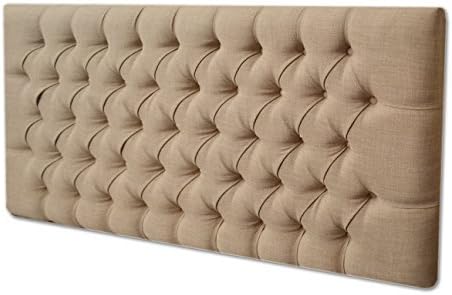 2FT6,3FT,4FT,4FT6,5FT DESIGNER NEW STYLE FABRIC MATCHING BUTTONS HEADBOARD (4FT SMALL DOUBLE, CREAM CHENILLE) by TIH BEDS