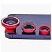 Red Universal Clip-on 180 degree 3 in 1 Fisheye+Wide Angle+Macro Camera Lens Kit for iPhone 5 5S 4 4S 6 Samsung Galaxy S5/S4/S3 Note 4/3/2 HTC Blackberry Bold Touch, Sony Xperia, Motorola Droid