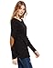 ROMWE Women's Loose Long Sleeve Elbow Patch T-Shirt Black M