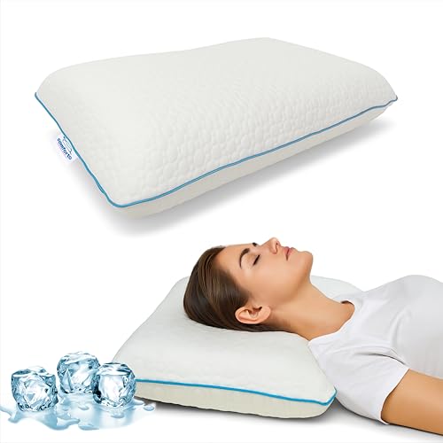 Memory Foam Bed Pillow, Orthopedic Pillow for Neck support, Size 60 x 40 cm, Shoulder and Neck Pain Relief, Cooling Pillowcase