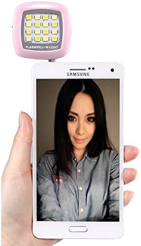 Avtion Portable Mini 16 LED Night Using Selfie Enhancing Dimmable Flash Light Cellphone Camera Flash Fill-in Light Pocket Spotlight Photo Video Light Lamp Speedlite For Smartphone (Pink)
