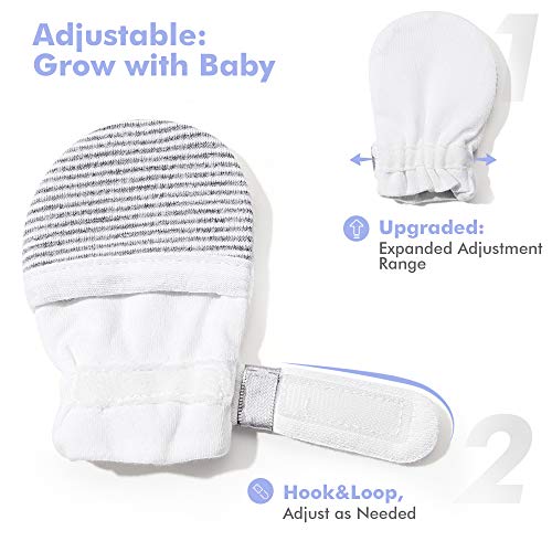 HAPIU Baby No Scratch Mittens,Newborn Baby Mittens,Gray Stripe,36