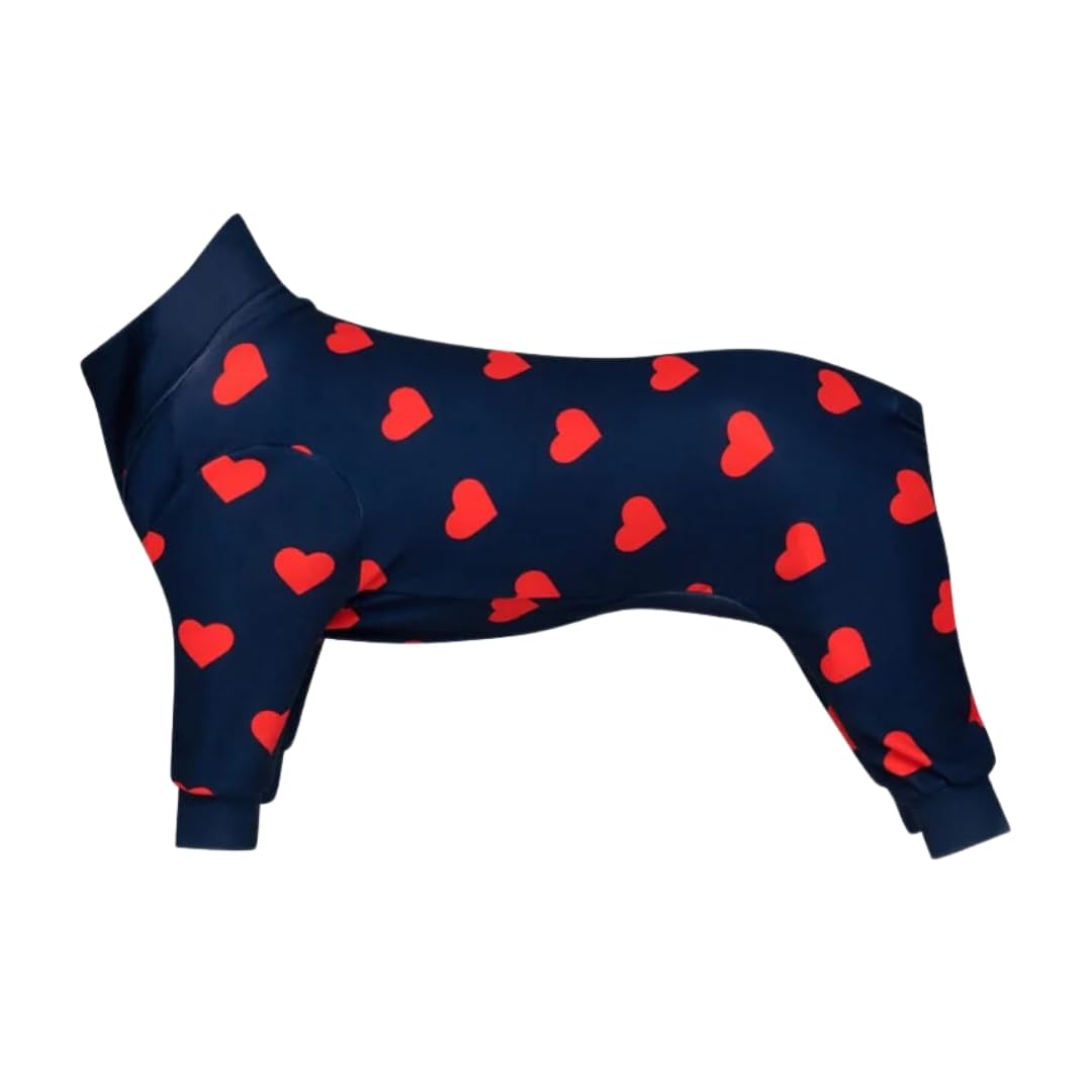 Spark Paws Dog Pyjama, Ultra-soft and 4-way stretch, Recovery-suit PJ Onesie for Small, Medium and Large Breeds - Hearts, M — image 1