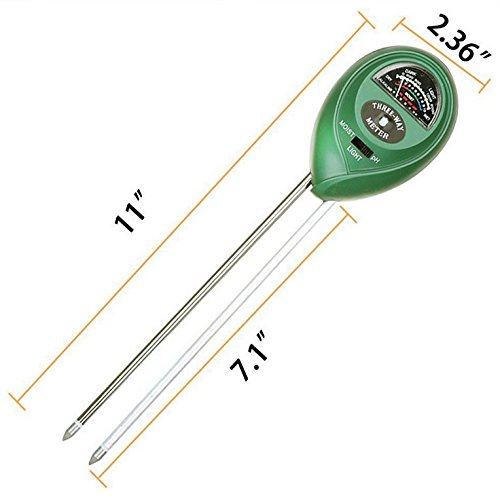 7TECH 3-in-1 Soil pH Meter Tester Moisture Plant Soil Light and PH acidity Tester Great For Garden Farm Lawn Indoor & Outdoor (No Battery needed)