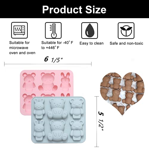 2 Pack Silicone Gummy Bear Molds,Jello Molds for Kids Make Large