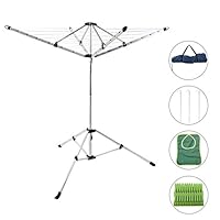 Drynatural Foldable Umbrella Drying Rack Clothes Dryer for Laundry 4 Arm 28 Lines Aluminum 65ft. for Indoor Outdoor