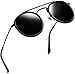 Joopin Double Bridge Black Sunglasses Polarized UV Protection, Thin Metal Rim Dark Sun Glasses, Cool Twin Beams Shades Sensitive Eyes
