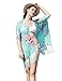 Women's Floral Kimono Cover Up - Lightweight Leopard Chiffon Beachwear for Bikini,Cardigan and Swimwear(One Size,Mint Green)