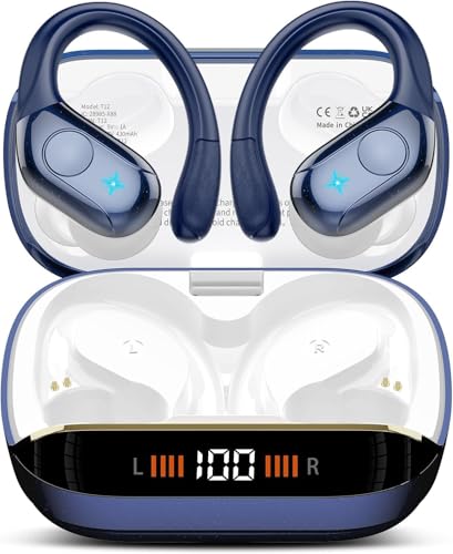 Qecnato Wireless Earbuds with Earhooks Dark Blue