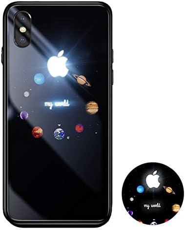 JZWDMD Glowing Case for iPhone 7/8, iPhone Xs Max Cases Led Logo Light iPhone Case Glowing Light Up Logo Case Illuminate Cover Tempered Glass Back Cover Protective Case,C,iPhoneXSMAX