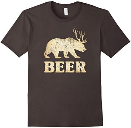 Men's Vintage Bear+Deer=Beer Funny T-Shirt Medium Asphalt