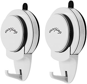 Meijing Removable Vacuum Magice Plastic Sucker Strong Suction Cup Hook Hanger,2-Pack,White