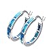 925 Sterling Silver Hoop Earring, Opal Small Hoop Earring for Women, Hypoallergenic Jewelry Cubic Zirconia Huggie Hoop Earrings Blue and White