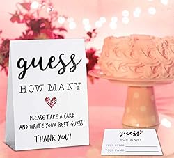 Eilcoly Guess How Many Game Cards & Sign for Bridal